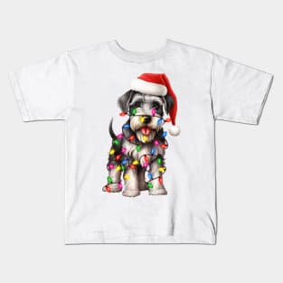 Christmas Miniature Schnauzer Kids T-Shirt